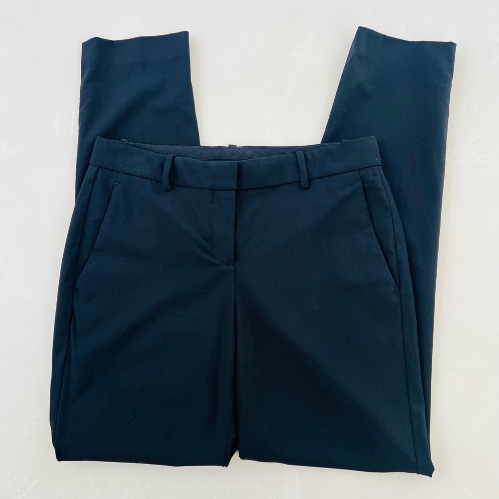 Theory Testra Black Mid Rise Straight Leg Trousers 2